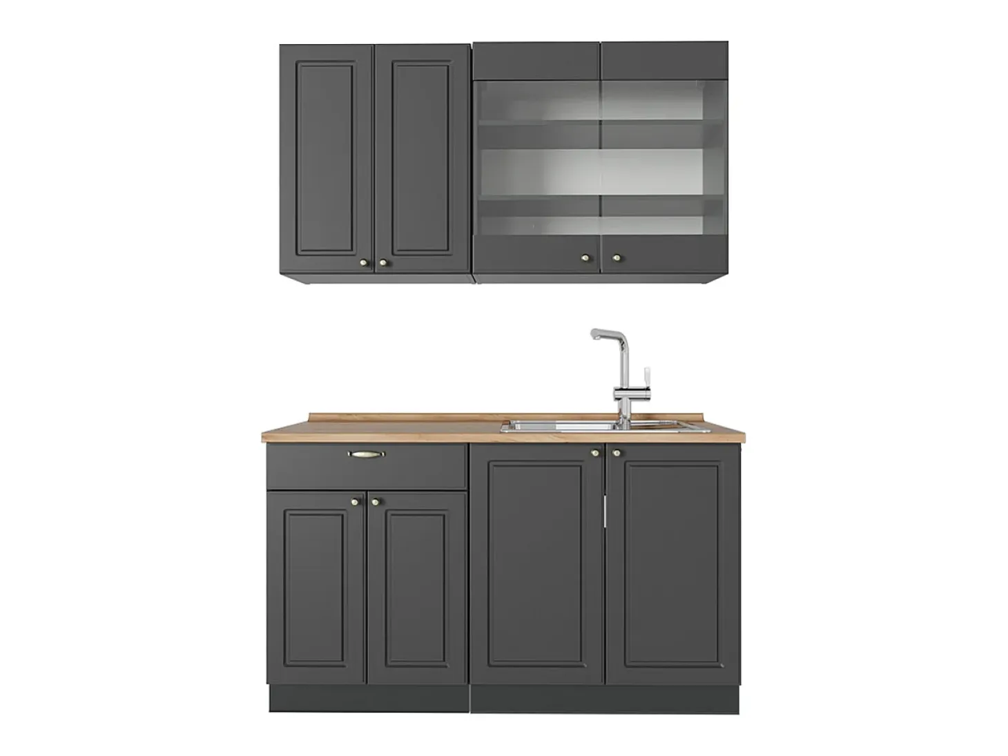 Cocina para solteros antracita-oro landhaus 140x60x81.6 fame-line