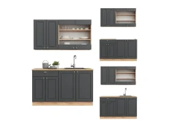 Cocina para solteros antracita casa de campo/roble kraft dorado 140x46x81.6 fame-line