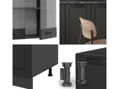 Cocina para solteros antracita casa de campo/antracita 140x46x81.6 r-line
