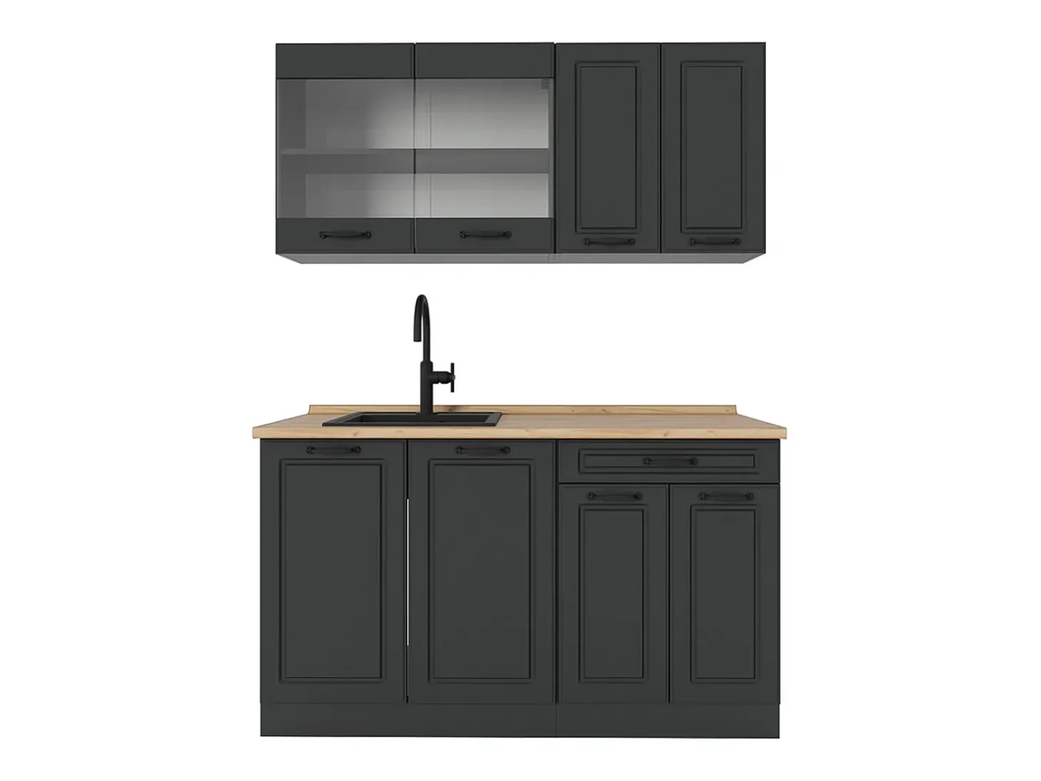 Cocina para solteros antracita casa de campo/antracita 140x46x81.6 r-line