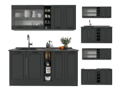 Cocina para solteros antracita casa de campo/antracita 160x46x81.6 r-line
