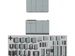 Cocina para solteros azul claro/gris antracita 140x60x81.6 fame-line