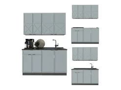 Cocina para solteros azul claro/gris antracita 140x46x81.6 fame-line