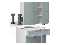 Cocina para solteros azul claro-gris-blanco 140x60x81.6 fame-line