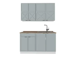 Cocina para solteros azul claro-gris-blanco 140x60x81.6 fame-line