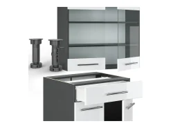 Cocina para solteros blanco brillo/antracita 140x60x81.6 fame-line
