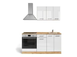 Cocina para solteros blanco brillo intenso/roble dorado 160x46x81.6 r-line