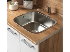 Cocina para solteros blanco brillo intenso/roble dorado 160x46x81.6 r-line