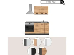 Cocina para solteros blanco brillo/antracita 160x46x81.6 r-line