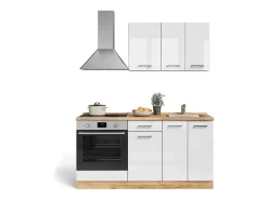 Cocina para solteros blanco brillo intenso/roble dorado 160x46x81.6 r-line