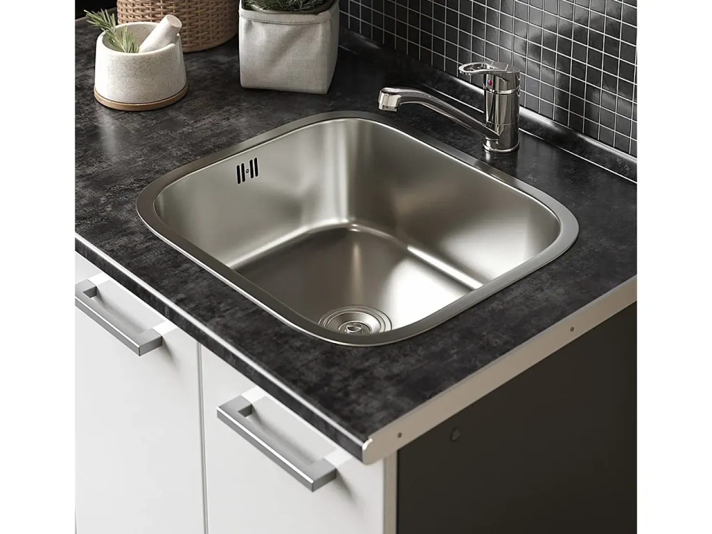 Cocina para solteros blanco brillo/antracita 160x46x81.6 r-line