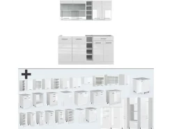 Cocina para solteros blanco alto brillo/blanco 160x46x81.6 r-line