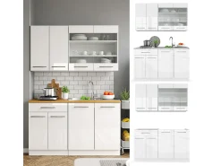 Cocina para solteros blanco alto brillo/blanco 140x46x81.6 fame-line
