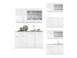 Cocina para solteros blanco alto brillo/blanco 140x46x81.6 fame-line