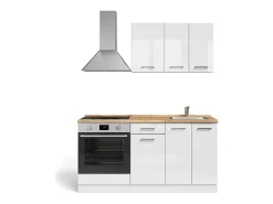 Cocina para solteros blanco alto brillo/blanco 160x46x81.6 r-line