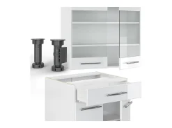 Cocina para solteros blanco alto brillo/blanco 140x60x81.6 fame-line