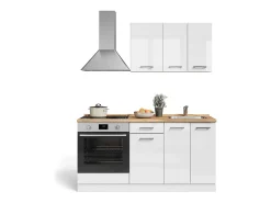 Cocina para solteros blanco alto brillo/blanco 160x46x81.6 r-line