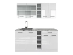 Cocina para solteros blanco alto brillo/blanco 160x60x81.6 r-line