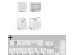 Cocina para solteros blanco alto brillo/blanco 140x60x81.6 fame-line