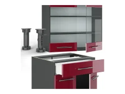 Cocina para solteros burdeos brillo intenso/antracita 140x46x81.6 fame-line