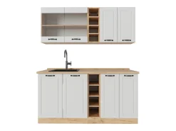 Cocina para solteros casa de campo blanca/roble dorado 160x46x81.6 r-line