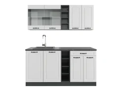 Cocina para solteros casa de campo blanca/antracita 160x46x81.6 r-line