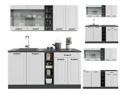 Cocina para solteros casa de campo blanca/antracita 160x46x81.6 r-line