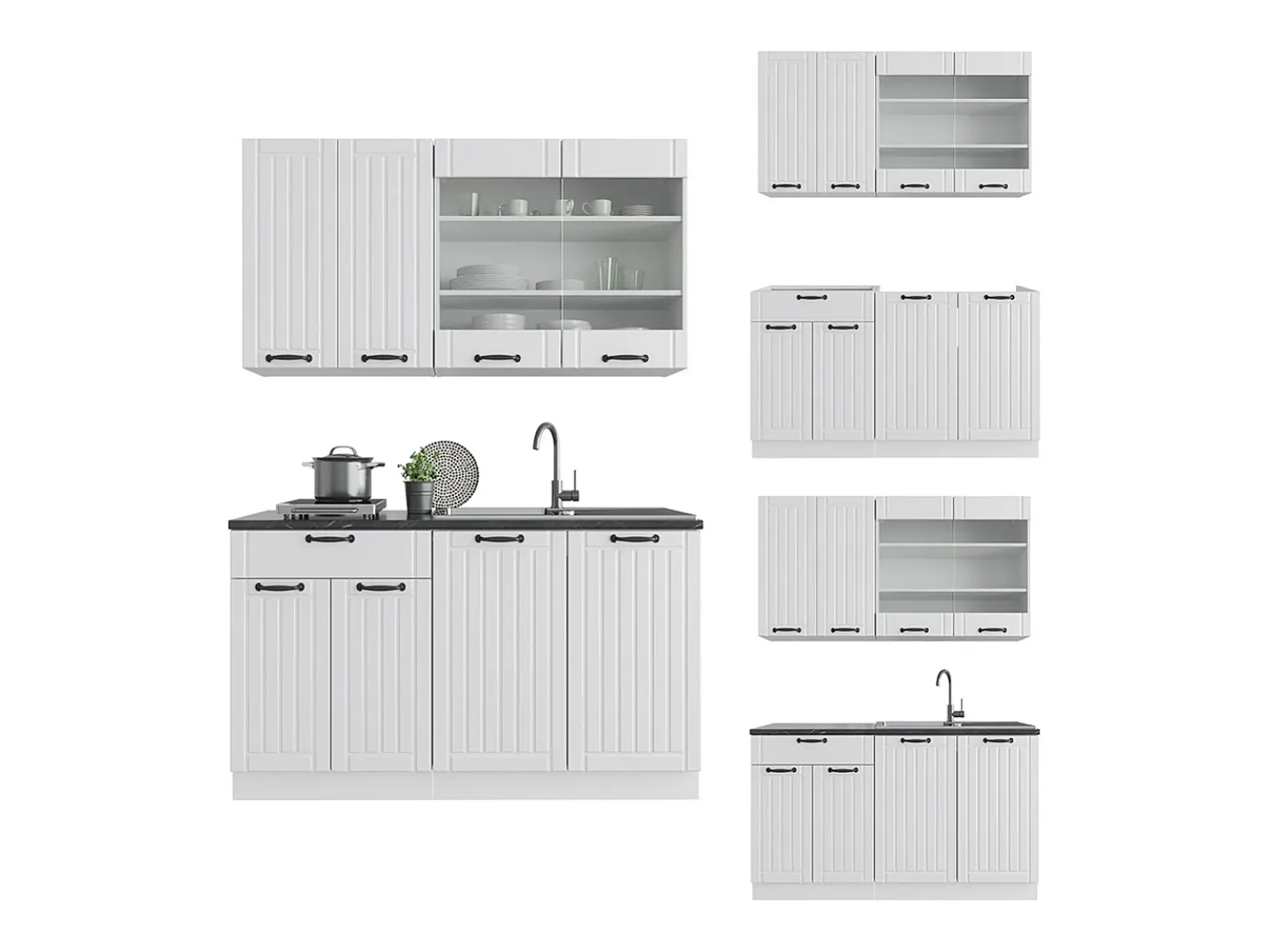 Cocina para solteros casa de campo blanca/blanca 140x60x81.6 fame-line
