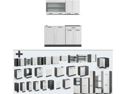 Cocina para solteros casa de campo blanca/antracita 140x46x81.6 r-line