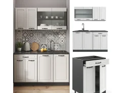 Cocina para solteros casa de campo blanca/antracita 140x46x81.6 r-line