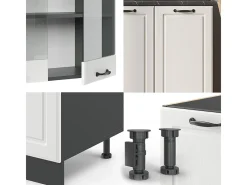 Cocina para solteros casa de campo blanca/antracita 140x46x81.6 r-line