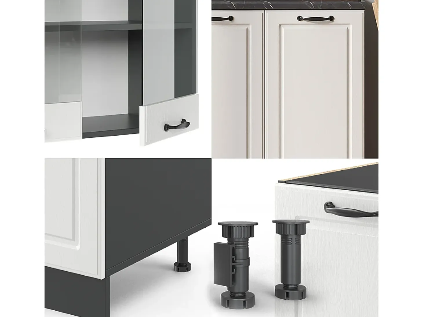 Cocina para solteros casa de campo blanca/antracita 140x46x81.6 r-line