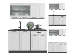 Cocina para solteros casa de campo blanca/antracita 140x46x81.6 r-line