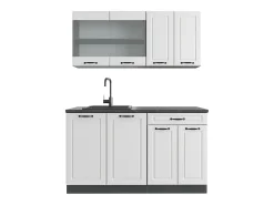 Cocina para solteros casa de campo blanca/antracita 140x46x81.6 r-line