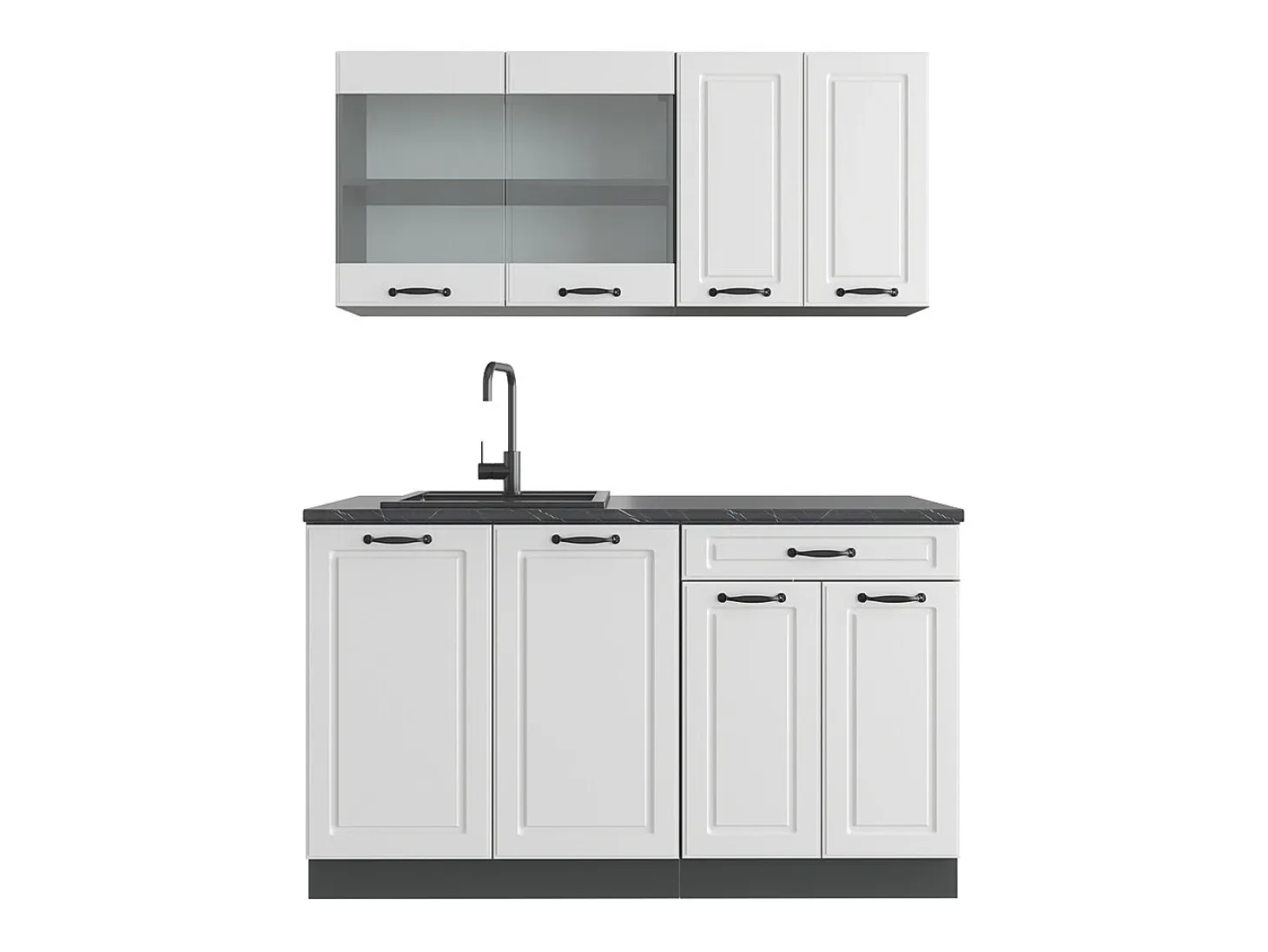 Cocina para solteros casa de campo blanca/antracita 140x46x81.6 r-line