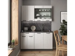 Cocina para solteros casa de campo blanca/antracita 140x60x81.6 fame-line