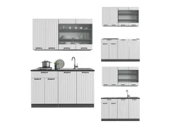 Cocina para solteros casa de campo blanca/antracita 140x46x81.6 fame-line
