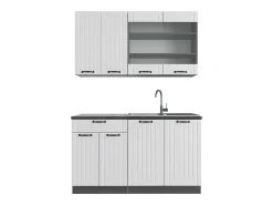 Cocina para solteros casa de campo blanca/antracita 140x46x81.6 fame-line