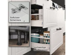 Cocina para solteros casa de campo blanca/antracita 140x46x81.6 fame-line