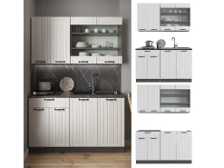 Cocina para solteros casa de campo blanca/antracita 140x46x81.6 fame-line
