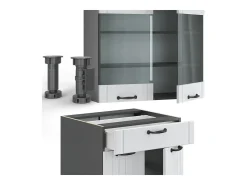 Cocina para solteros casa de campo blanca/antracita 140x46x81.6 fame-line