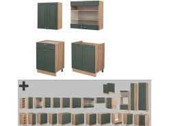 Cocina para solteros green-gold country/gold power roble 140x60x81.6 fame-line