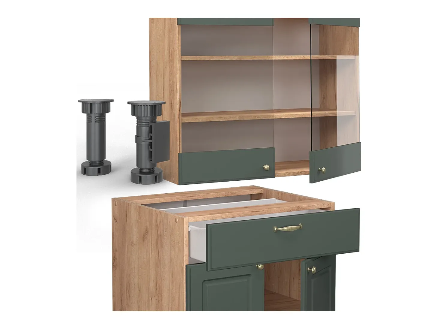 Cocina para solteros green-gold country/gold power roble 140x60x81.6 fame-line