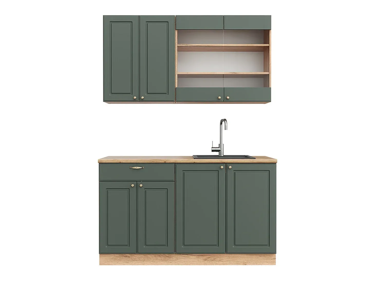 Cocina para solteros green-gold country/gold power roble 140x46x81.6 fame-line