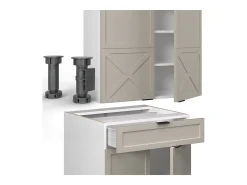 Cocina para solteros gris/beige/blanco 140x60x81.6 fame-line