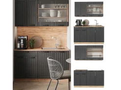 Cocina para solteros gris oscuro 140x60x81.6 fame-line