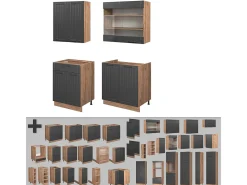 Cocina para solteros gris oscuro 140x46x81.6 fame-line