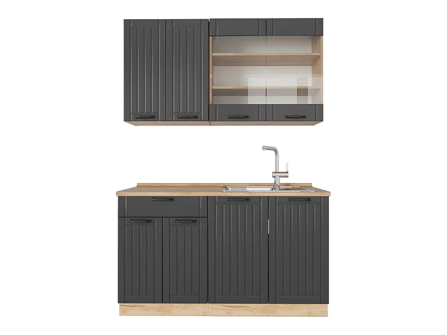 Cocina para solteros gris oscuro 140x60x81.6 fame-line