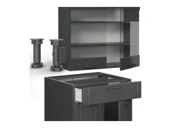 Cocina para solteros gris oscuro 140x60x81.6 fame-line