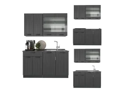 Cocina para solteros gris oscuro 140x60x81.6 fame-line